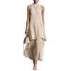 Maxi Abito da Donna Fluido in Chiffon, Senza Maniche con Scollo all'Americana, Abito da Ospite per Matrimonio, Orlo Asimmetrico, Abito da Sera Formale Estivo, Abito da Cocktail