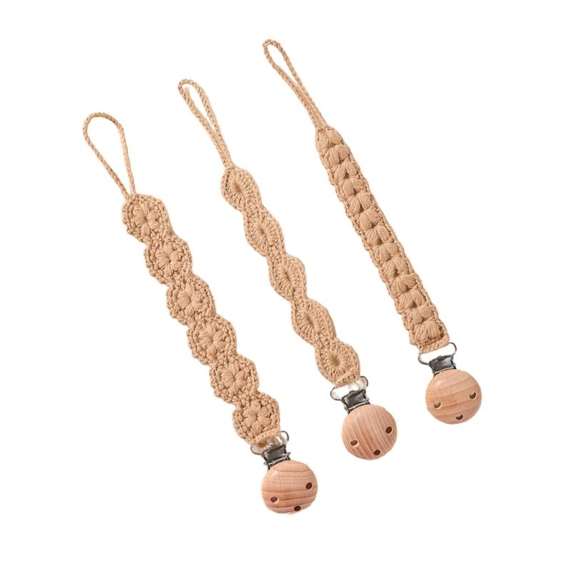 3pcs Newborns Dummy Chain Baby Soother Chain Pacifier Holder Woven Dummy Clip Toddlers Infant Pacifier Strap Baby Supply