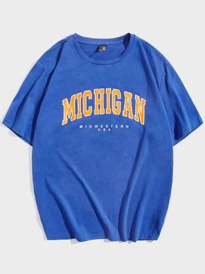 Midwestern Usa City Letter Graphic Printing Men T-shirt Moda Oversize Wysokiej jakości topy Letnie oddychające koszulki Bawełniane topy
