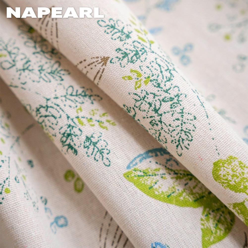 1 stk NAPEARL Bomull og Lin Trykte Beige Dusker Halvmørkleggende Gardiner for Små Vinduer Balkong Hjemmedekor