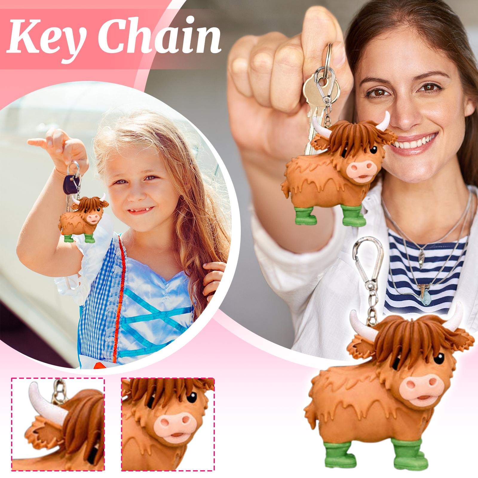 

Cow Keychain Bag Charm Desktop Decorative Ornament One Size