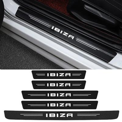 Carbon Fiber Car Door Sill Stickers Scuff Scratch for Ibiza Logo Threshold Strip Trunk Bumper Protect Film Accessories