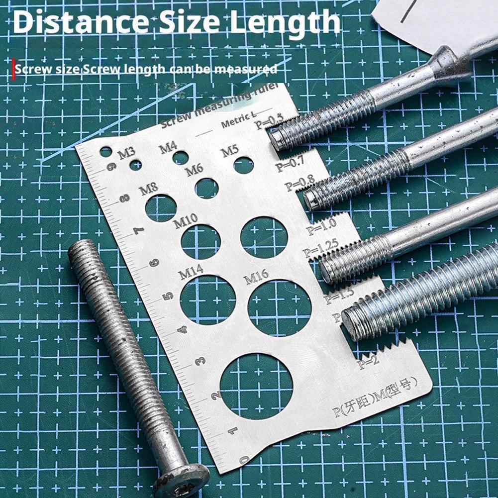 Thread Checker Screw Measurement Ruler Space Saving Nut Gauge Screw Measuring Tool Industry Cra R5B7