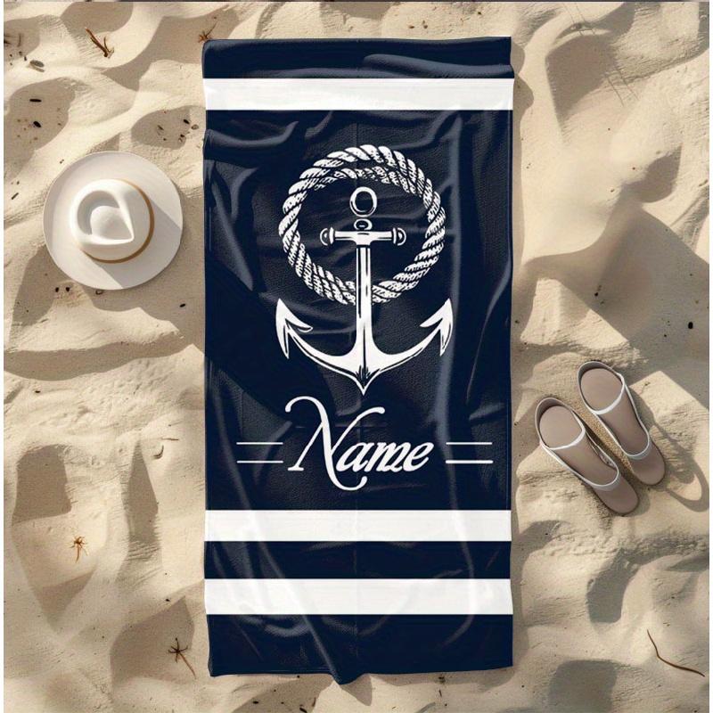 Personalized Anchor Beach Towel Custom Name/Logo Oversized Microfiber Towel Summer Party Gift for Beach Swimming Bath Sports