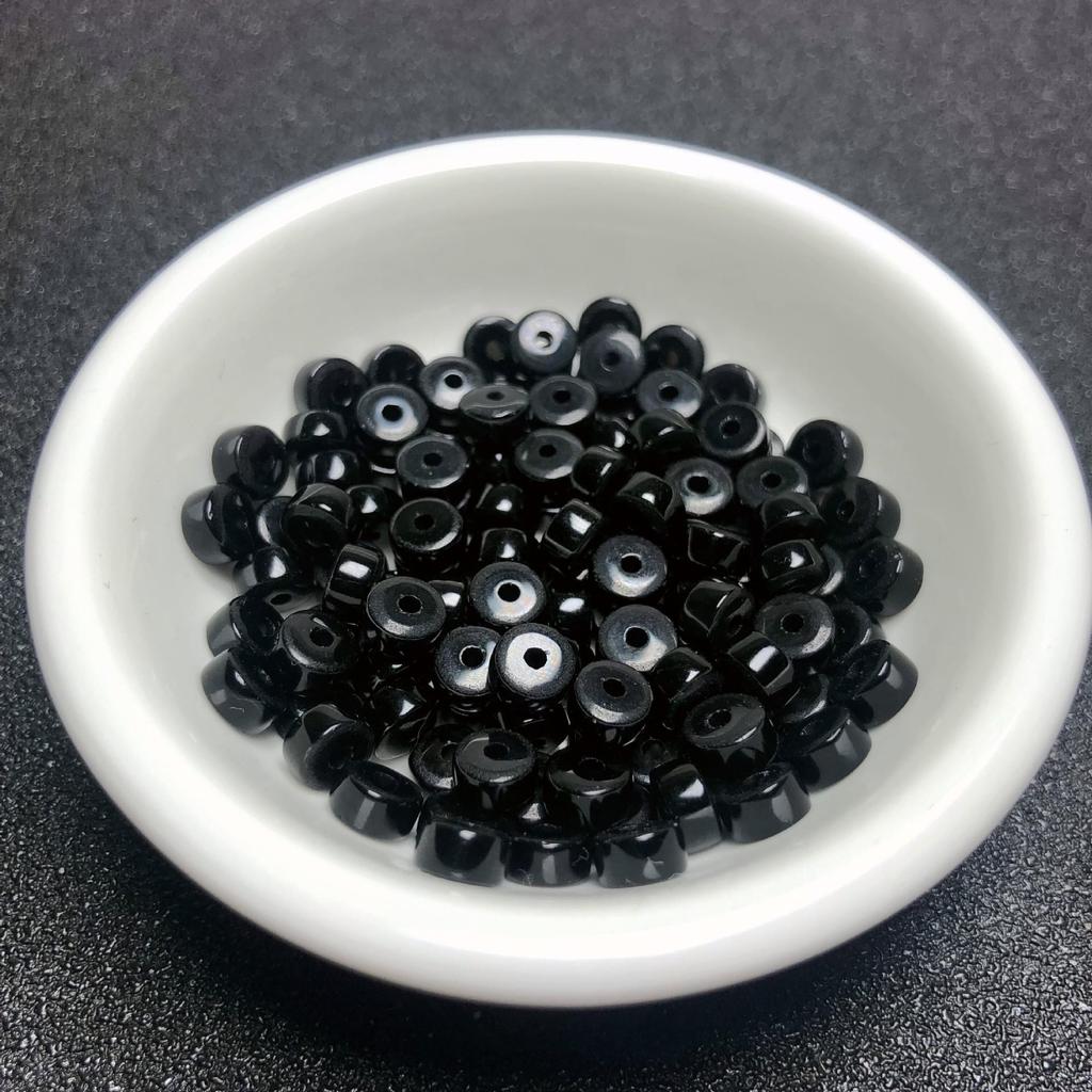 Black Agate Thick Straight-Cut Spacer Beads for DIY Jewelry