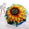1pc Sunflower StainedGlass Automatic Folding Umbrella, Lightweight Retractable Compact Travel Umbrella, 8-Rib Sturdy Frame100