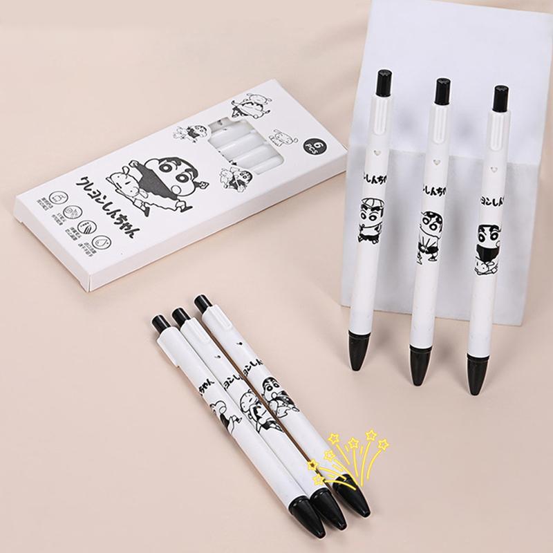 6 Stück Süße Crayon Shin-Chan Drücker Neutralstifte Kawaii Anime Schnelltrocknender Unterschreibstift Schüler Schreibwaren Bürobedarf Geschenk