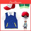 Pokemon Ash Ketchum Cosplay Kostüm Komplettset Erwachsene Jacke Handschuhe Hut Halloween Hohe Qualität Elastisches Weiches Polyestermaterial