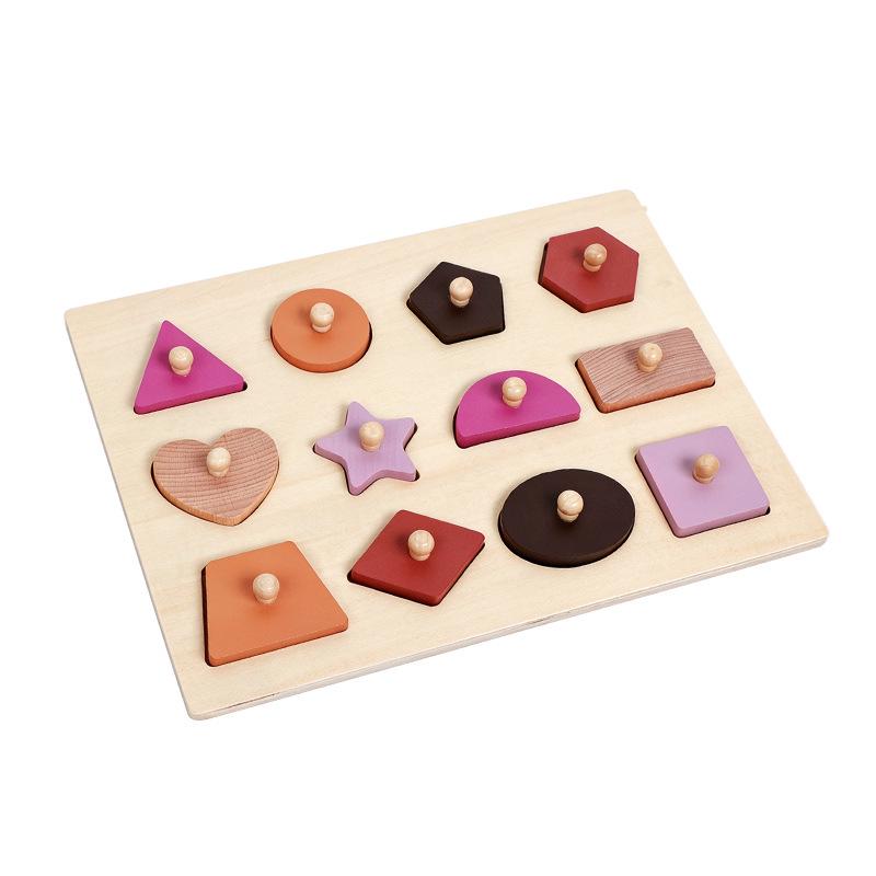 Montessori Wooden Cognitive Puzzle: Early Education Geometric Shape Inlay Board for Babies & Toddlers
