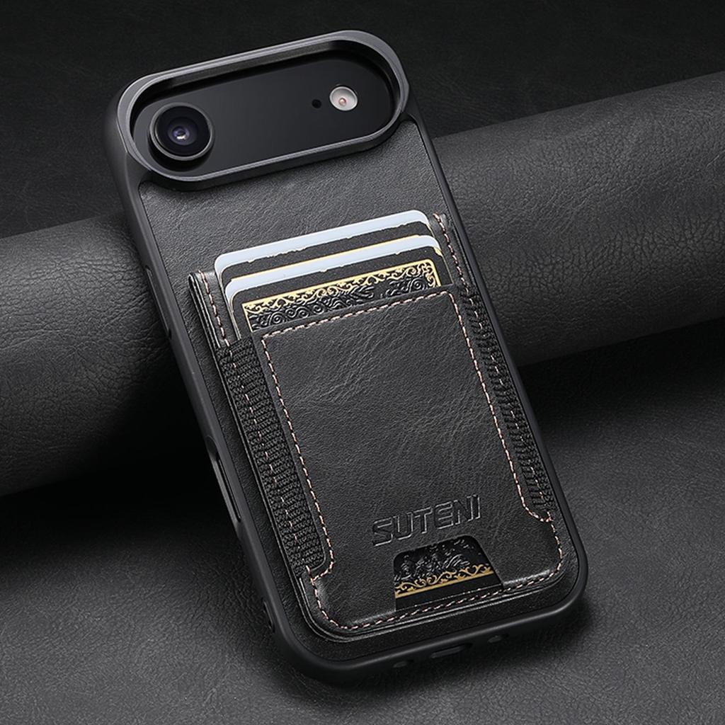 Universal Leather Phone Case with Card Holder & Stand for Apple 17 Pro Max, Google 10 Pro XL, Samsung Models