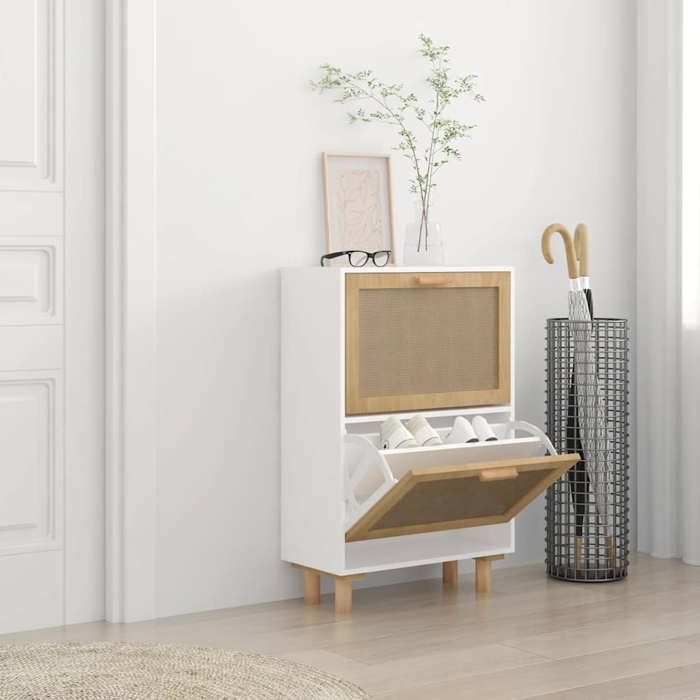 VidaXL Shoe Cabinet Shoe Organizer Storage Furniture Entrance Hall Living Room White 52x25x80 Cm Wood 345645