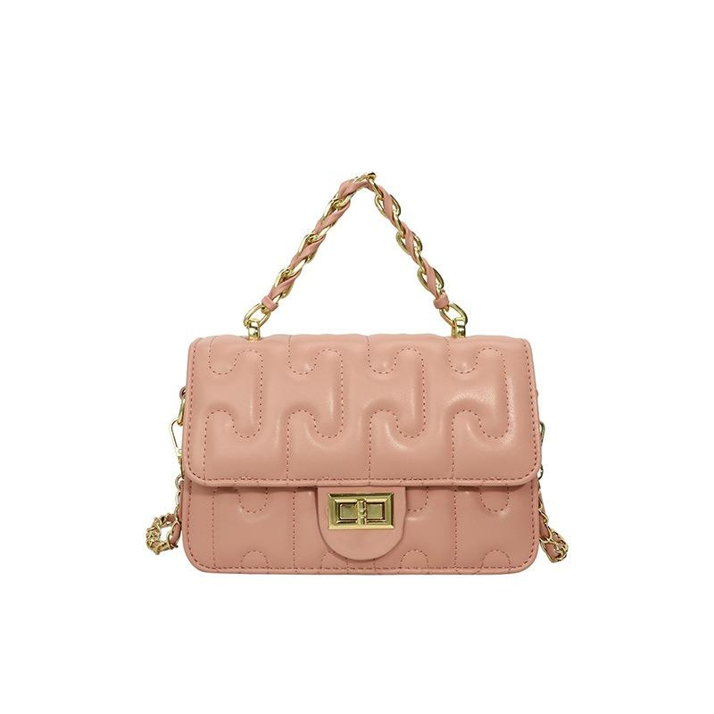 Solid color texture portable small bag new embroidered thread fashion shoulder messenger bag commuter backpack