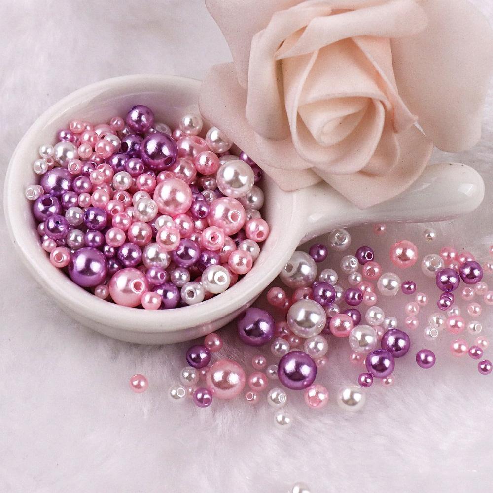 150pcs Acrylic Beads ABS Imitation Pearl Loose Round DIY Beads for Jewelry Making Bracelet Chain Trims DIY Crafting Scrapbooking