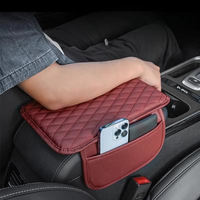 PU Leather Car  Center Console Armrest Mat Organizer ArmRest Protection Cushion Auto Armrests Storage Bag Car Accessories