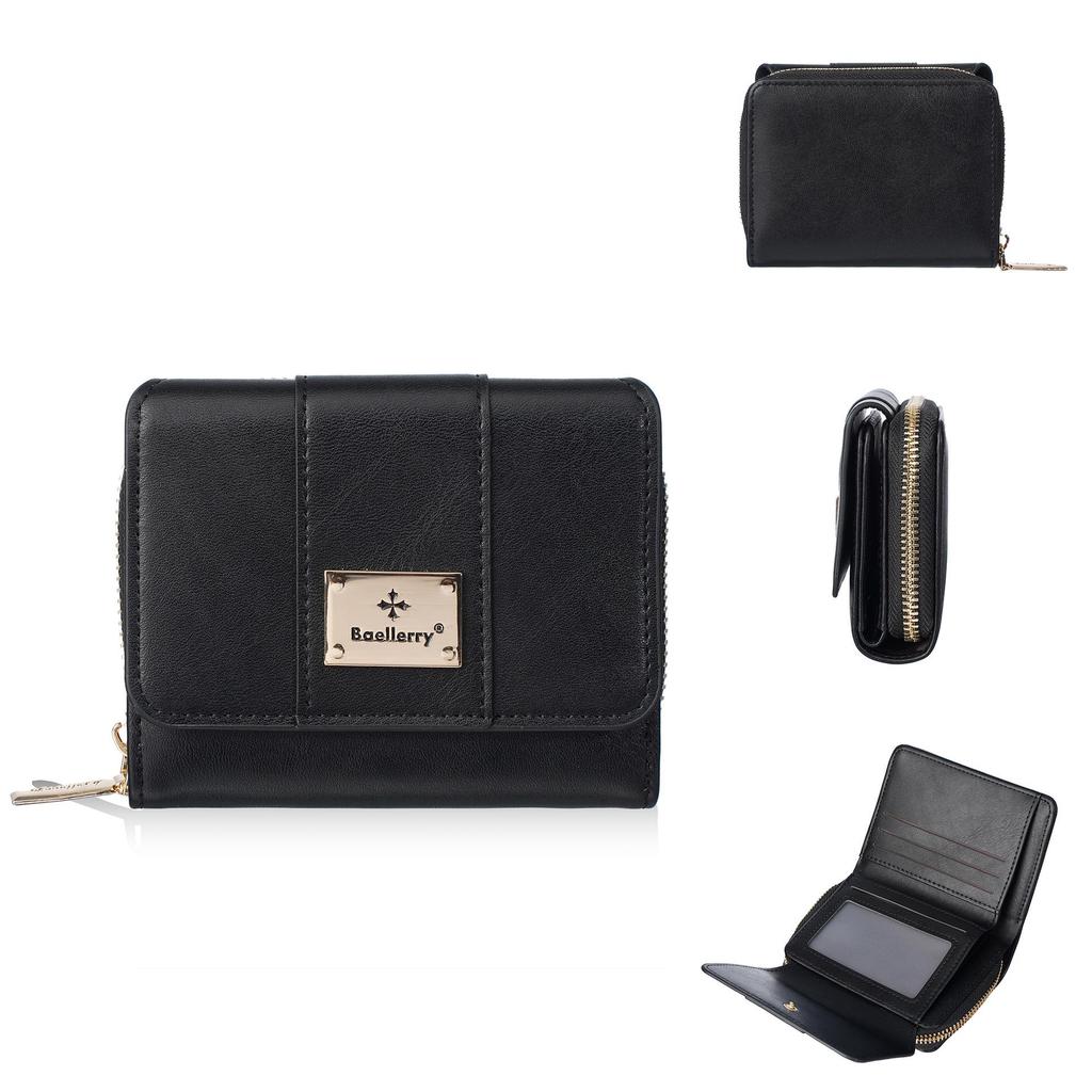 Baellerry Women's Short Tri-Fold Wallet with Multiple Card Slots and Coin Purse