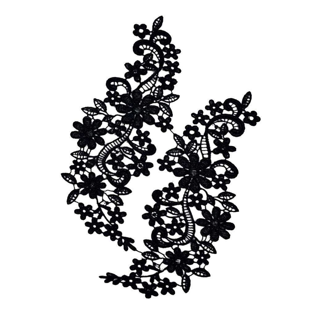 black floral applique
