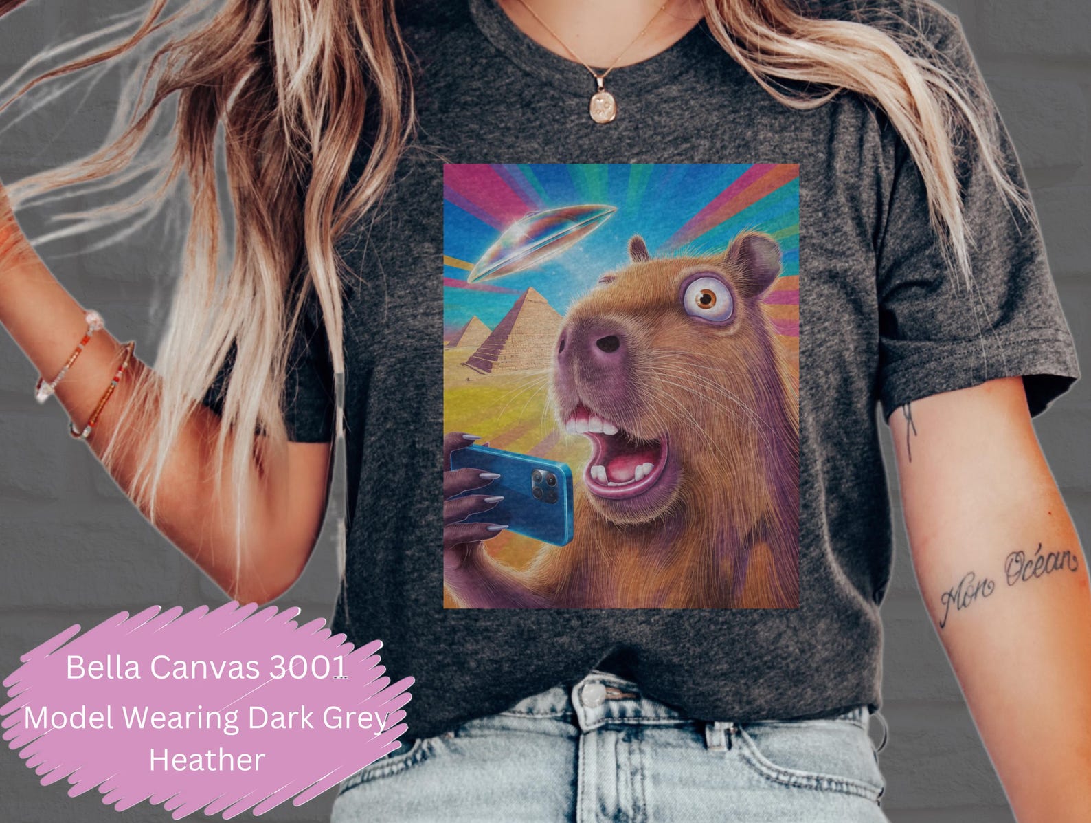 Capybara Animal Selfie Ufo Vintage 90s Style T-Shirt Unisex Retro Funny Capybara tee Ufo Meme Shirt Alien Gag Adult Shirts Y2k MORE COLORS 2XL