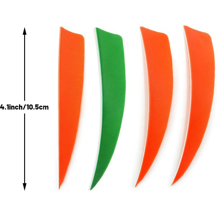 Archery Feathers 4inch (60Pack) Hunting Arrows Fletching Fletches Right Wing 4" Shield Cut Orange Green