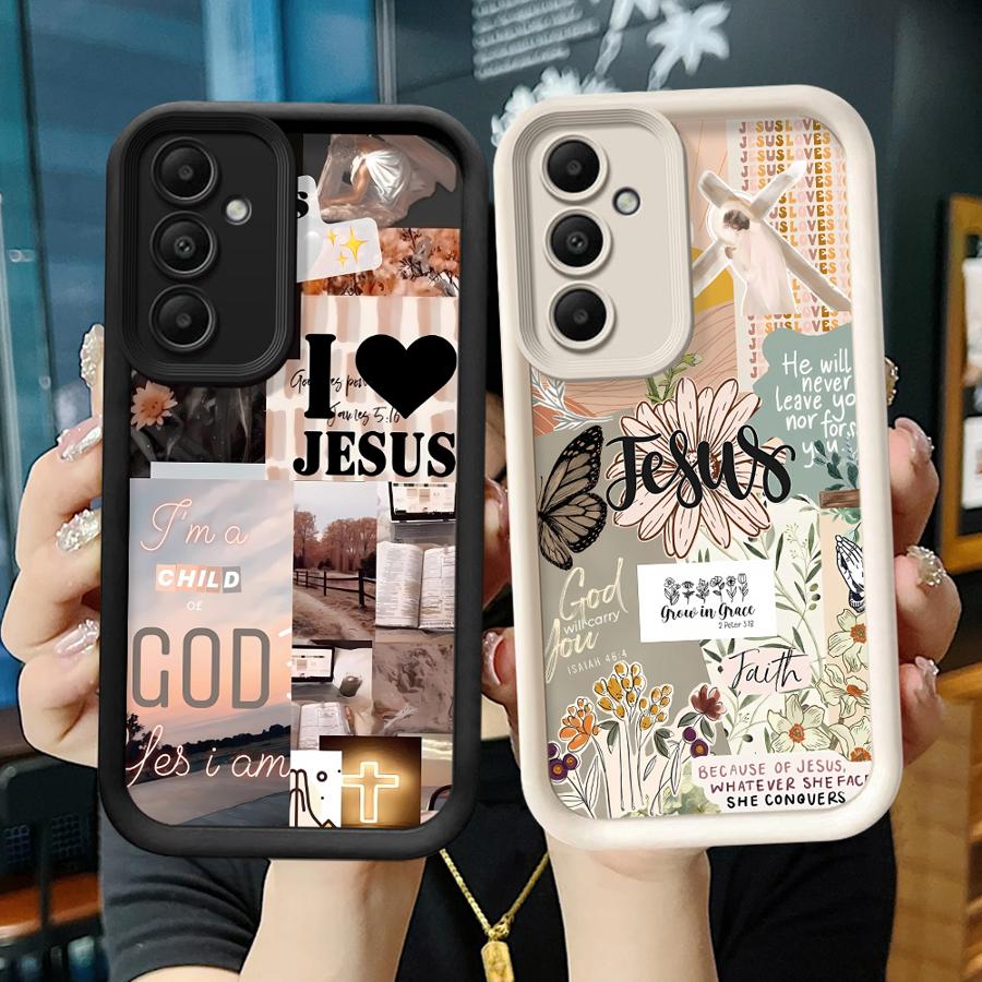 Jesus Collage Pattern Case for Samsung Galaxy A16 A15 A26 A32 A53 A54 A56 A34 A51 A73 A71 A72 A12 A13 A35 A36 A23 Phone Cover