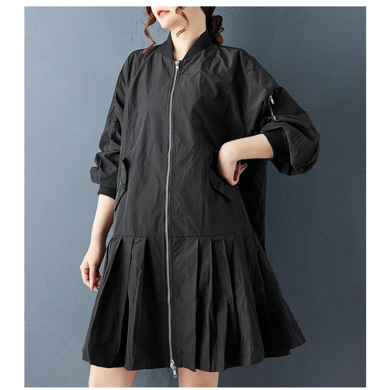 DIMANAF 2025 Plus Size Autumn Winter Plus Size Women Jackets Coat Long Sleeve Casual Loose Outerwear Black Zipper