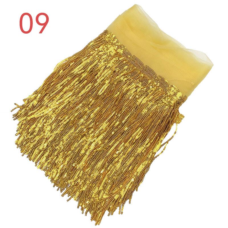 10 Yard 20cm Colorful Sequins Tassel Lace Fabric Fringe Trim Ribbon Latin Dance Performance Dresses Decor Diy Sewing Accessories