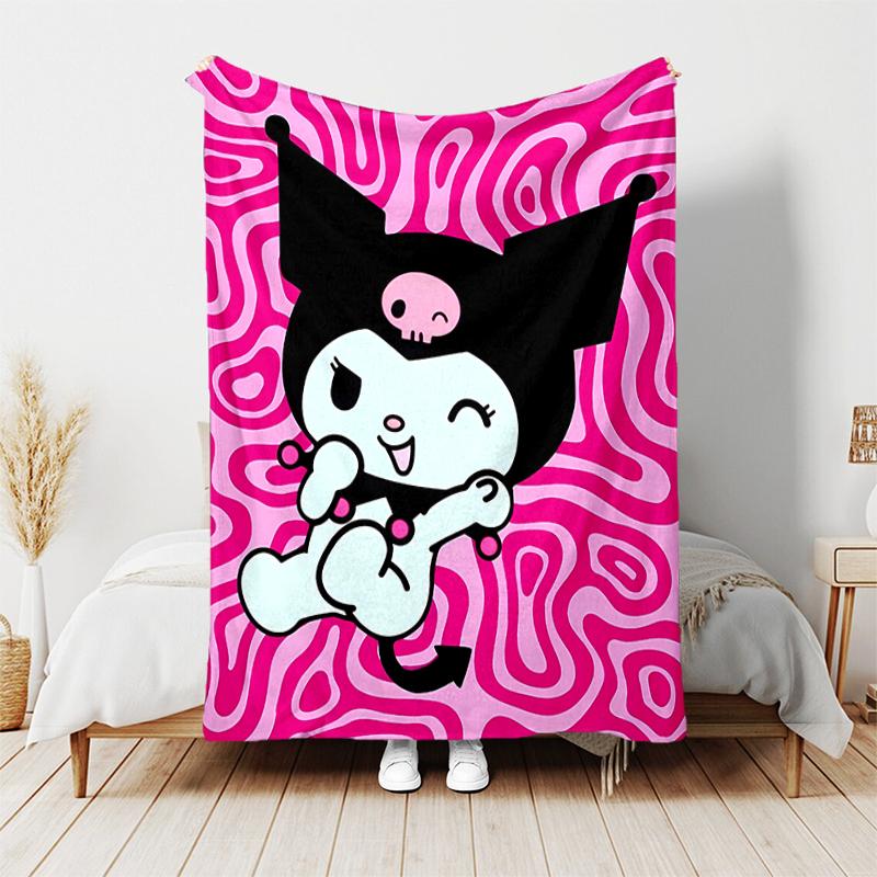 1pc Blanket Sanrio Kuromi1 Print Design, Lightweight Blanket for Sofa, Bed- Soft &Warm, Gift for All Seasons like Christmas, Halloween