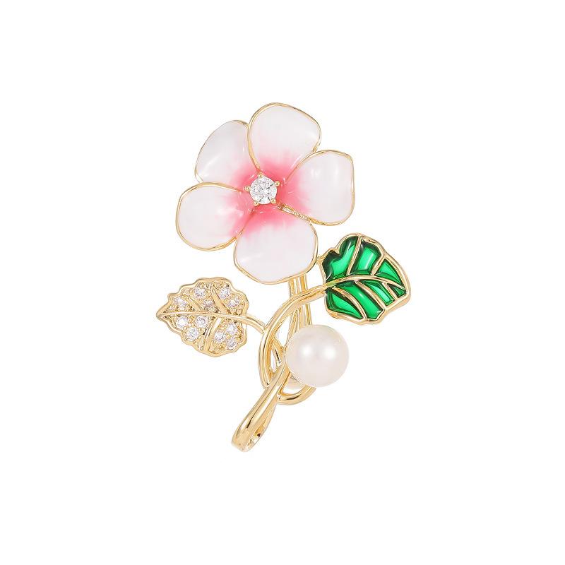 Literary And Fresh Oil Dripping Flower Small Brooch Women'S Cardigan Anti-Light Fixed Clothes Pin Versatile Corsage Tide