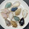 1Pc, Natural Stone Healing Crystal Arrow Pendant with Golden Edge, Boho Jewelry for Necklace Making & Daily Wear, 2026 Fashion Handmade Accessory