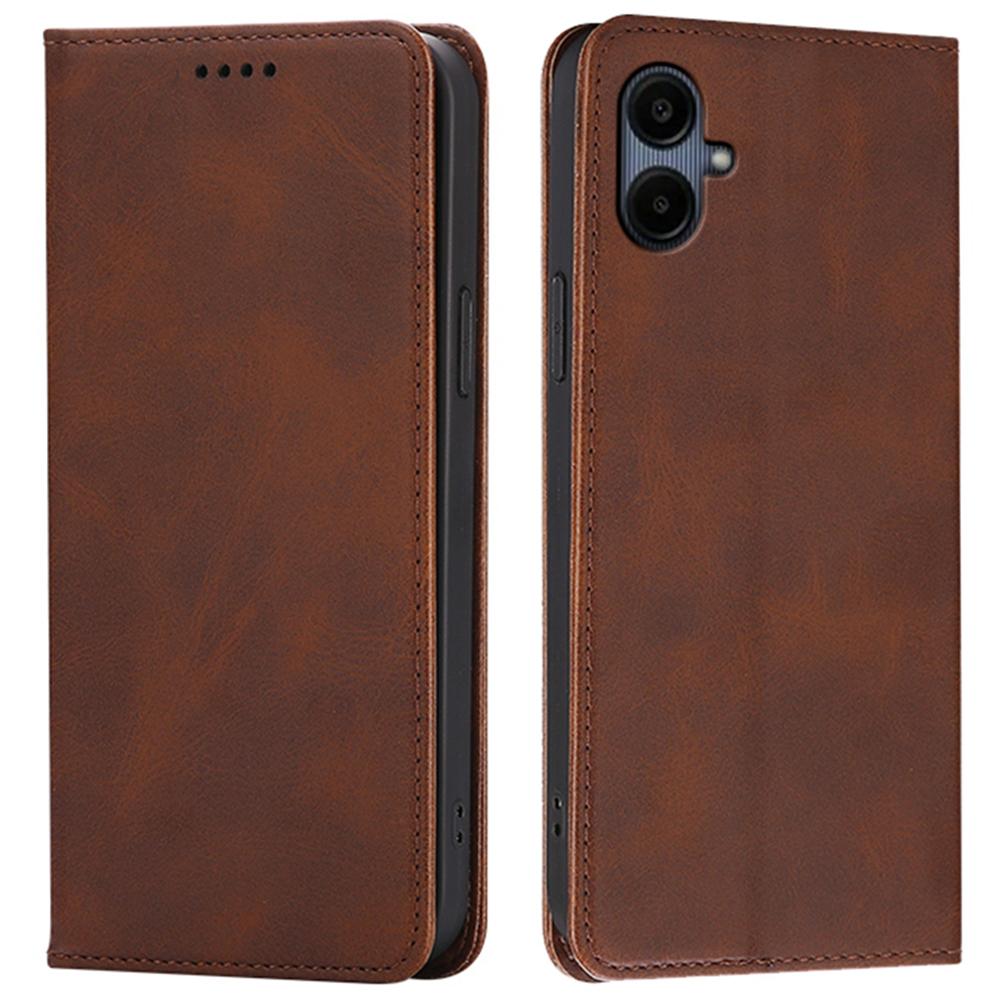 For Samsung Galaxy A06 4G/5G Case Wallet Calf Texture Leather Phone Cover with Hidden Magnetic Closure