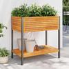 Plant Pot with Shelf 80 x 45 x 80 cm Solid Acacia Wood and Steel