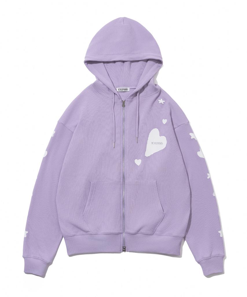 Youhee [3Colors] Graphic Waffle Hood Zip-Up