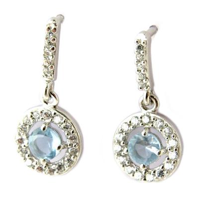[P1979] - Silver Earrings 'Sissi' Blue White Silver (rhodium Plated)