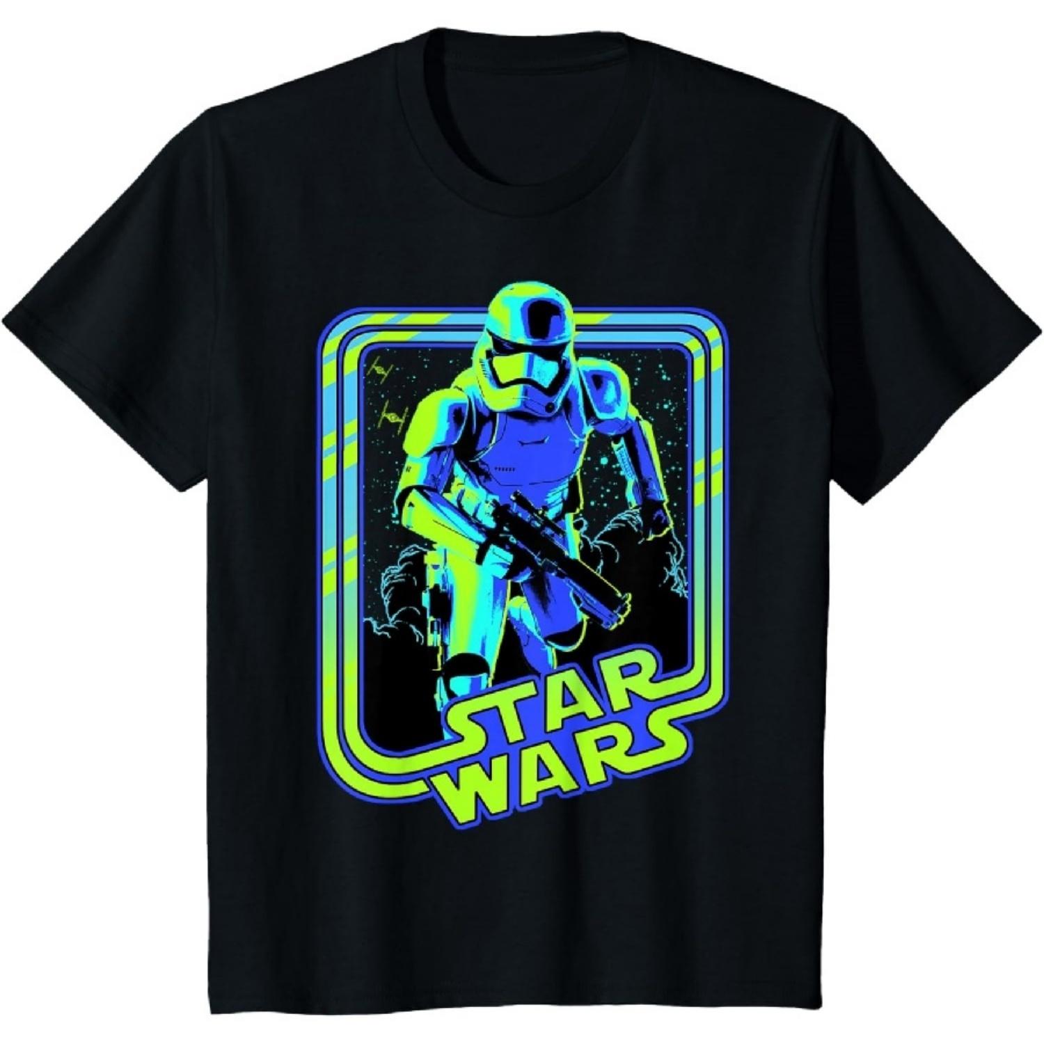 Star Wars Classic Stormtrooper Retro Neon Glow Poster T-Shirt S