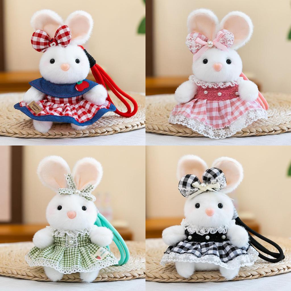 Plush Bunny Keychain With Short Plush Fabric For Girls Gift And Backpack Decor