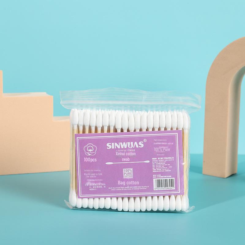 Multi-Color Double-Headed Spiral Cotton Swab Pack for Makeup Removal