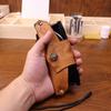 New Neck Hanging Handmade Vintage Vegetable Tanned Leather Sunglasses Bag with Tree Cream Cowhide Handmade Old Glasses Case
