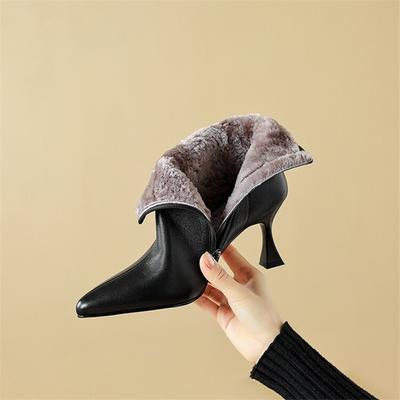 Fashion New Winter Genuine Leather Women Boots Shoes for Women Short Boots Pointed Toe Women Shoes Botines Mujer High Heels Ankle Boot
