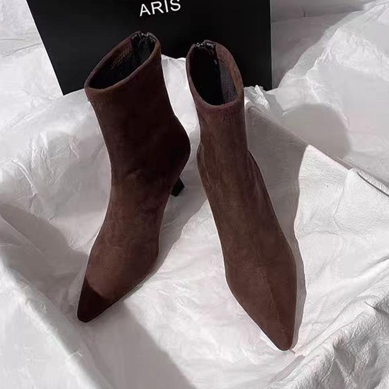 Fashion Women Ankle Boots High Heels Fashion Elegant Shoes for Woman Pointed Toe Designer Pumps Winter 2025 New Luxury Sexy Mujer Botas