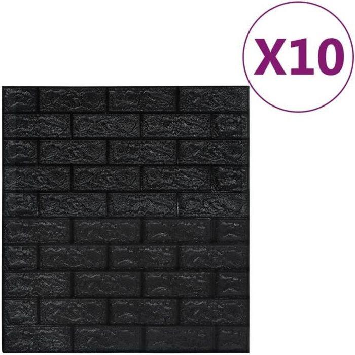 VidaXL Papier peint 3D autoadhésif Briques 10 pcs Noir