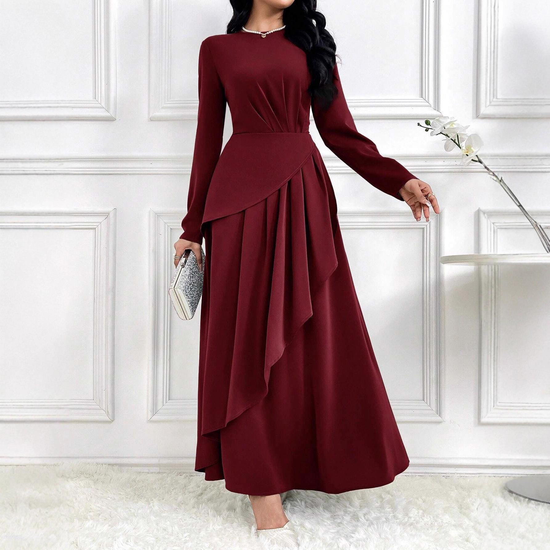 

Элегантное роскошное модное платье с длинным рукавом Весна 2025 1XL