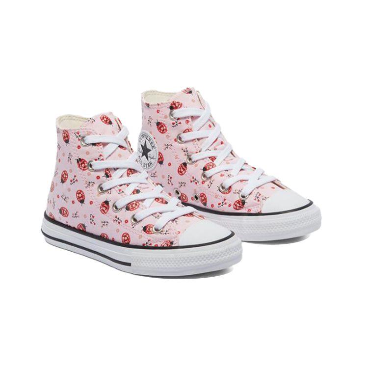 Converse High-Top Canvas Slip-Resistant Durable Kids Canvas Shoes Kids sneakers Pink White 671290C