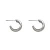 14K Gold-Plated Petite C-Shaped Bean Stud Earrings with S925 Silver Post, Niche Design