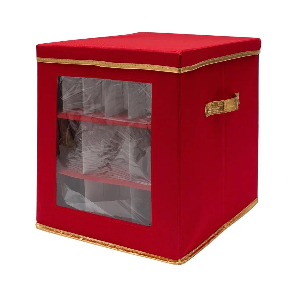 

Large Ornament Storage Box 27 Count With See Through Window Folding Collapsible Organizer For Holiday Decorations Nonwoven United States