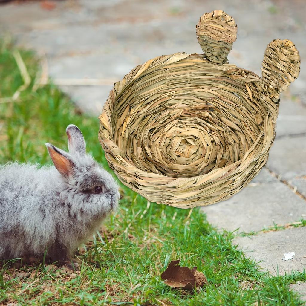 Rabbit Grass Bed Chewing Straw Hamster Nest Pet Hay Bed for Small Animal Bunny Guinea Pigs Chinchilla Sleeping Bed Pet Supplies