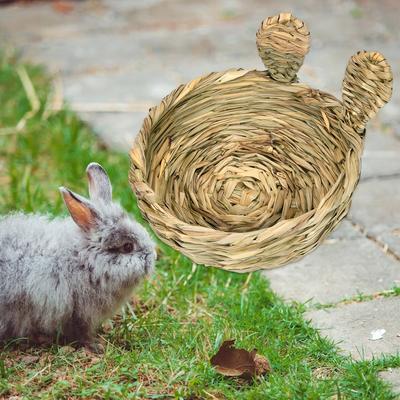 Kaninchen Grasbett Kauen Stroh Hamster Nest Haustier Heubett für Kleintier Hase Meerschweinchen Chinchilla Schlafplatz Haustierbedarf