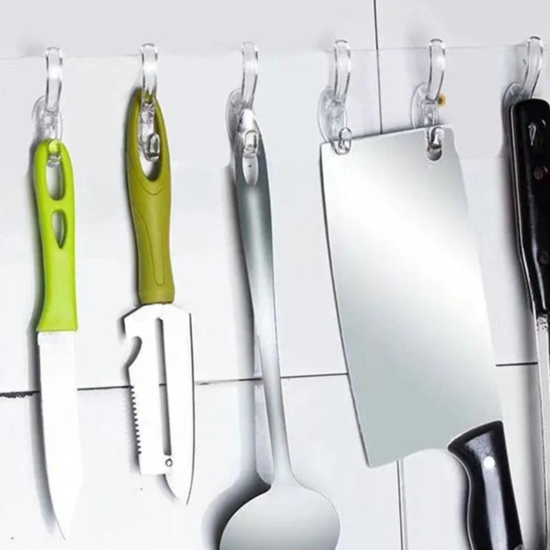 Hook Transparent Bathroom Wall Hanging Home Finishing Storage Tool Punch-free Continuous Row of Hooks Strong and Seamless Door Hanger