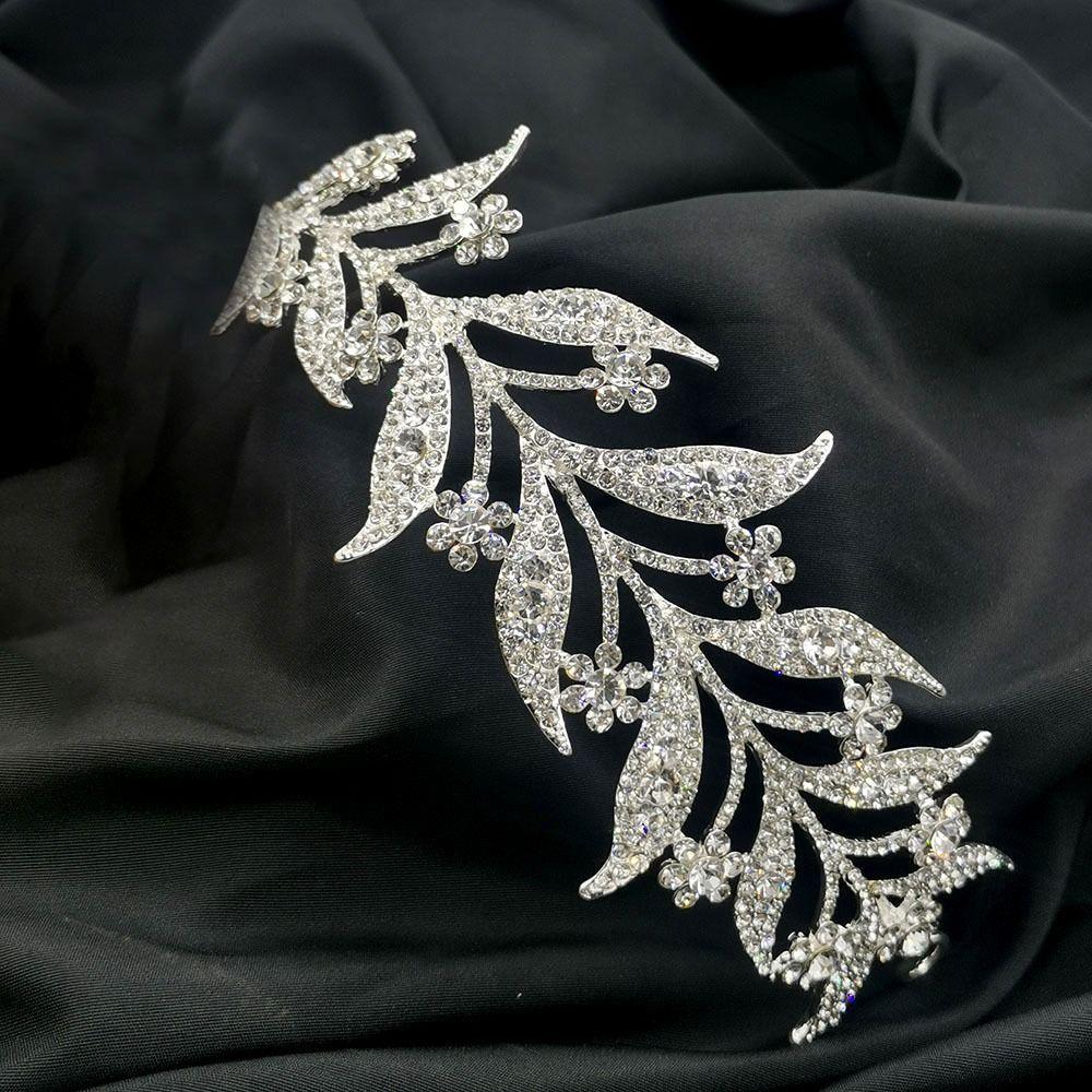 Handmade Crystal Leaves Hairband Bridal Baroque Tiara Hair Jewelry Wedding Crown