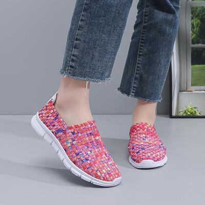 Módní Letní Trendy Dámské Boty Měkká Podrážka Pletené Prodyšné Tenisky Plochý Podpatek Pohodlné Módní Ležérní Chodící Boty 36-41