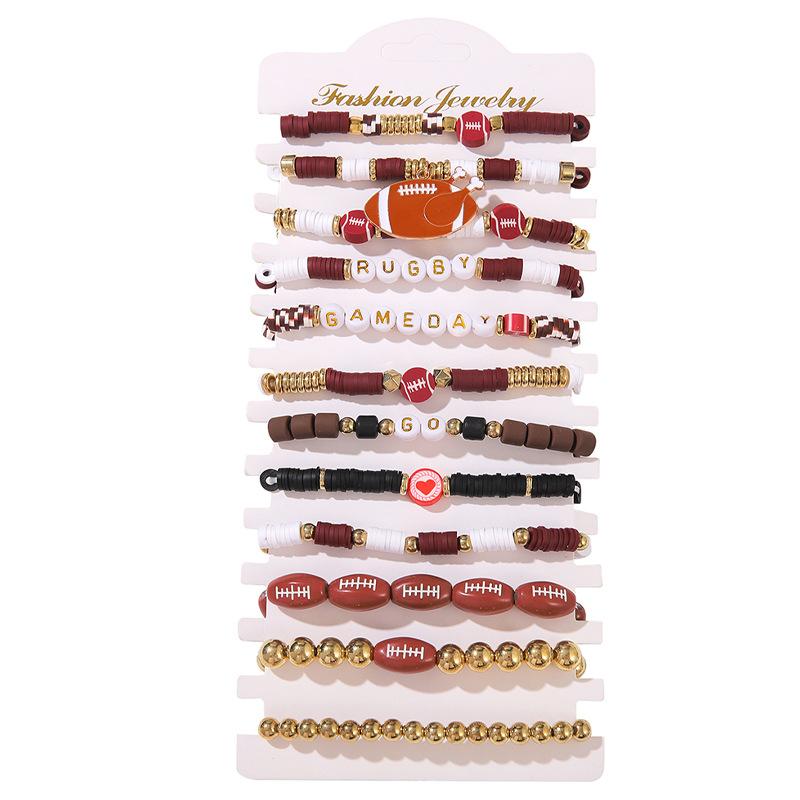 Europe and the United States Popular Sports Bracelet Fashion High Sense Football Handmade Bracelet Soft Pottery Bead String Jewelry