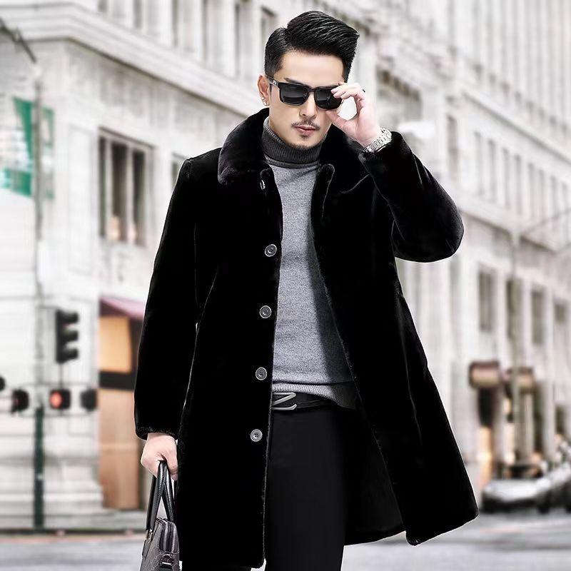 

Thick coat, mink fur, men s whole mink, real men s mid-length fur, warm hooded coat, loose type 5xl size [recommended 97.5-105kg ]